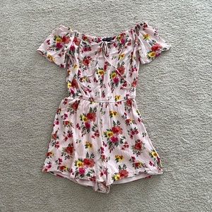 One Clothing Pink Floral Small off the shoulder Romper